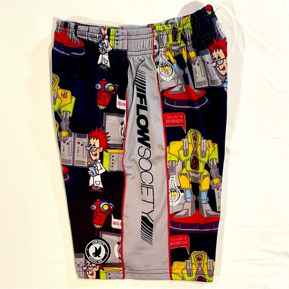Flow Society Lacrosse Shorts Boys Medium Inventor Robots Scientist LAXT300 Lax - Picture 2 of 5